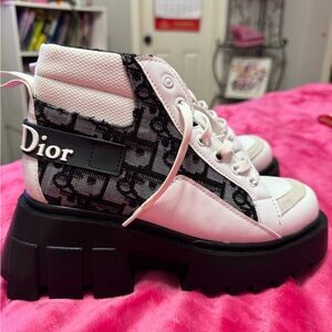 Dior Monogram High-Top Shoes in Black and White